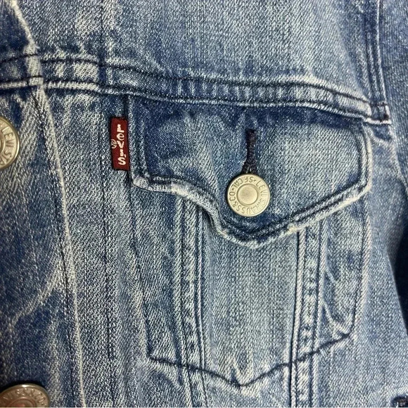 Levi's Blue Denim Button Trucker Jean Jacket Size Small - Picture 5 of 12
